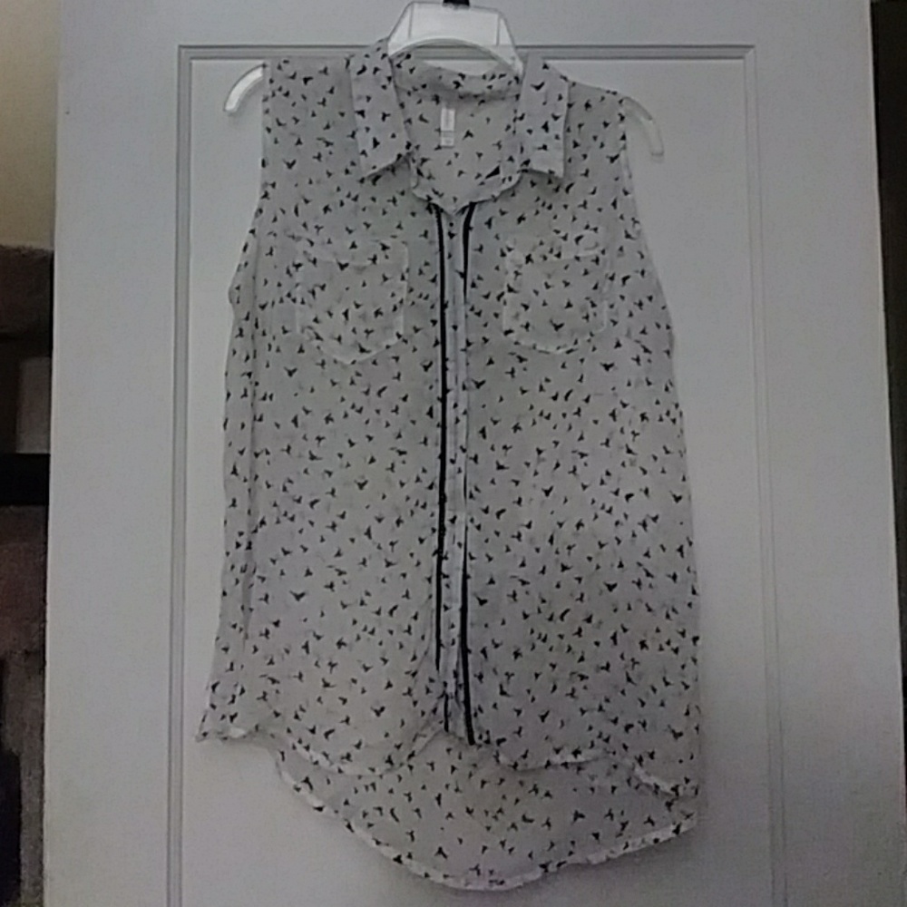 Sheer bird button up